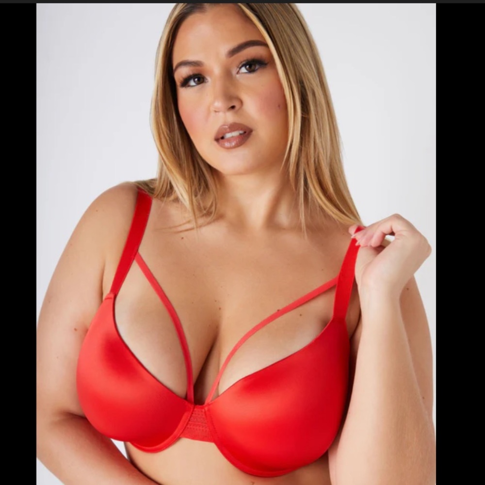 Ashley Stewart Lace Underwired Red T-Shirt Bra T-Shirt 38C